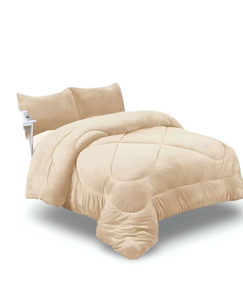 COBERTOR ELEGANTE DE INVIERNO UNICOLOR PLUSH CON CHIPORRO PLAZA Y MEDIA S53 - 1