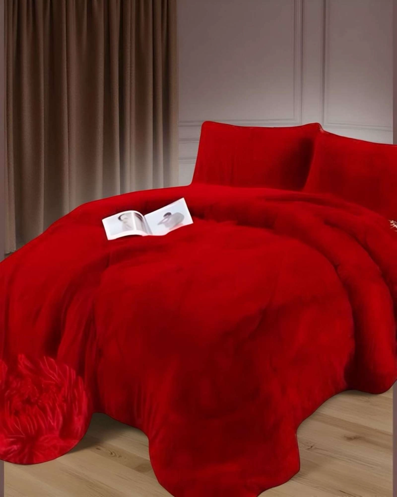 COBERTOR ELEGANTE CHIPORRO UNICOLOR PELUDO DE INVIERNO PLAZA Y MEDIA S61 - 2