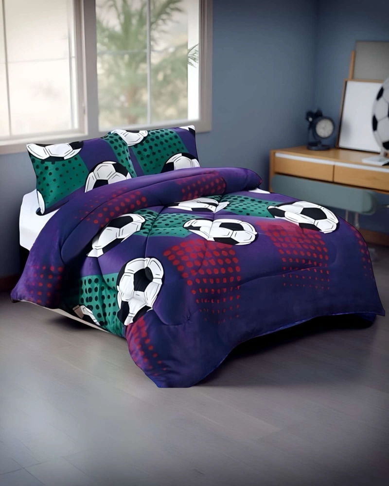 COBERTOR ELEGANTE DE INVIERNO DISEÑO PELOTA NIÑO PLUSH CON CHIPORRO PLAZA Y MEDIA S43 - 3