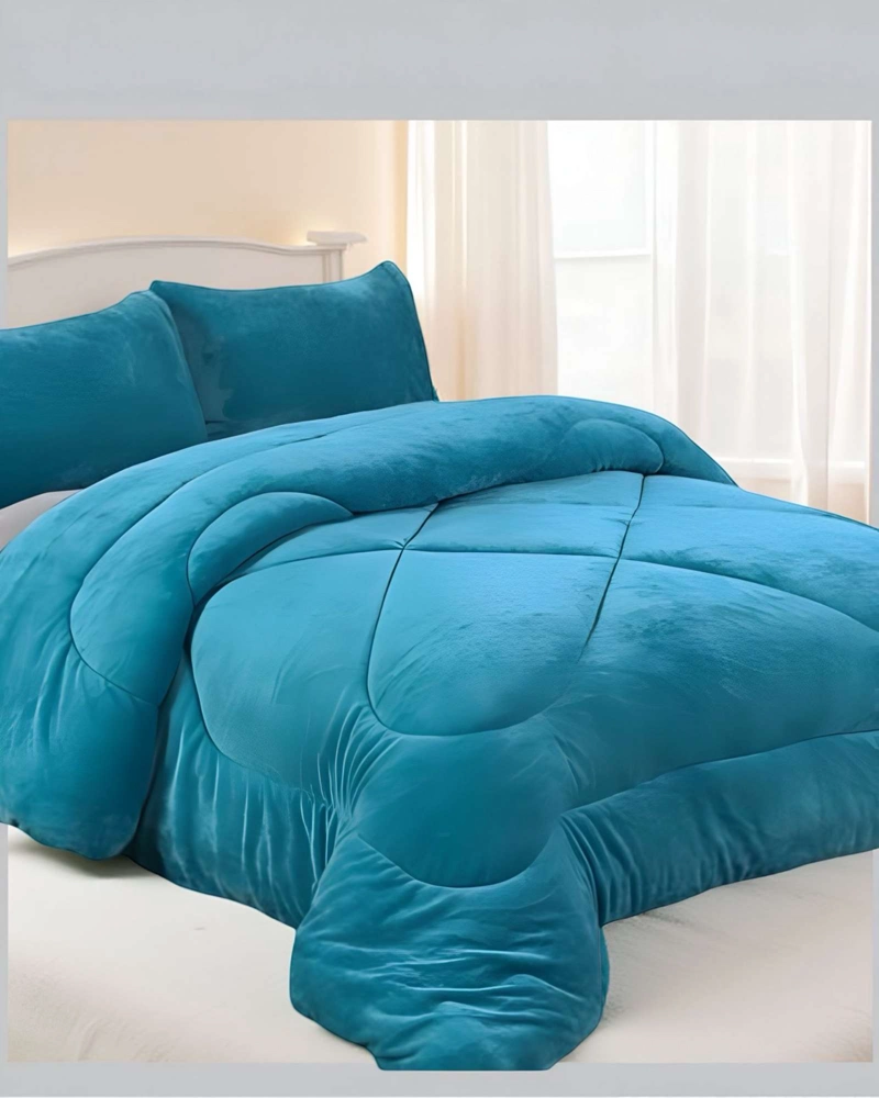 COBERTOR ELEGANTE DE INVIERNO UNICOLOR PLUSH CON CHIPORRO PLAZA Y MEDIA S54 - 2