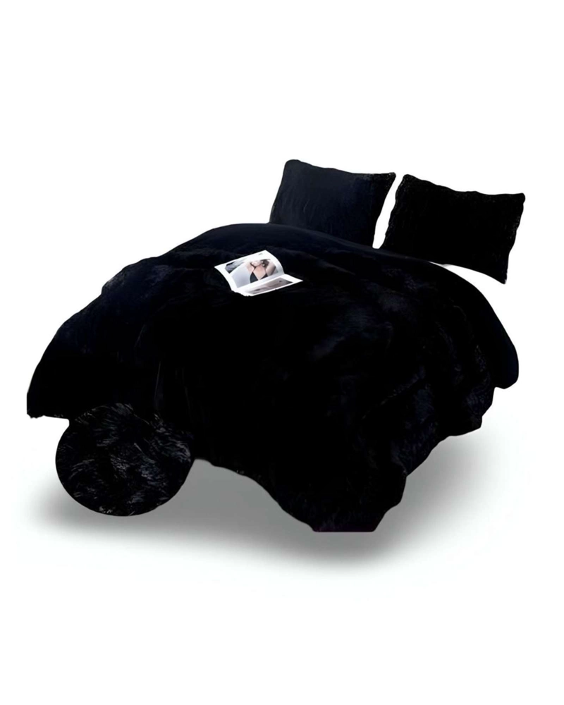 COBERTOR ELEGANTE CHIPORRO UNICOLOR PELUDO DE INVIERNO PLAZA Y MEDIA S59 - 3