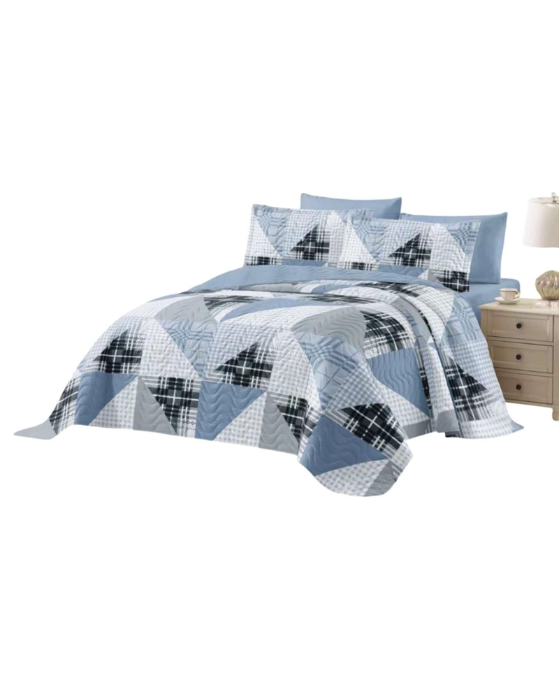 CUBRECAMA QUILT REVERSIBLE ELEGANTE Y LIVIANO 2 PLAZAS Y MEDIA - 1