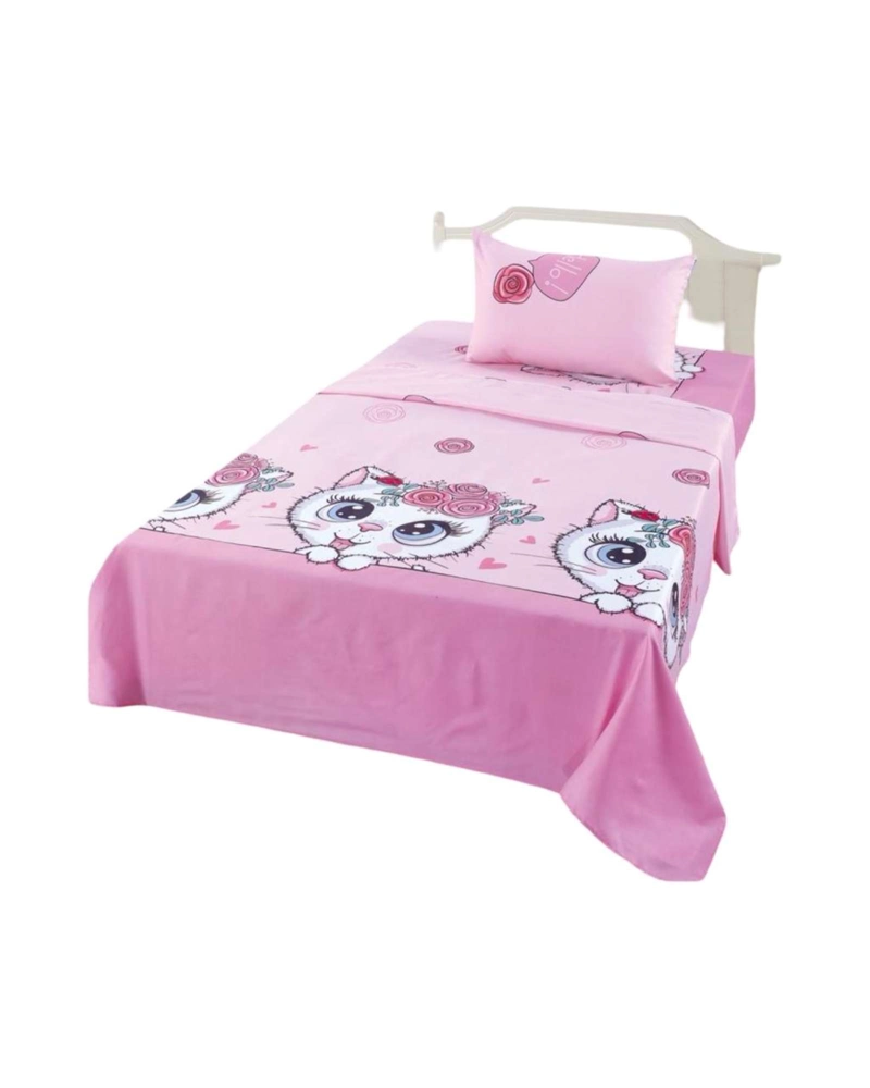 JUEGO DE SABANAS DE VERANO GATITA NIÑA INFANTIL 1 PLAZA - 4