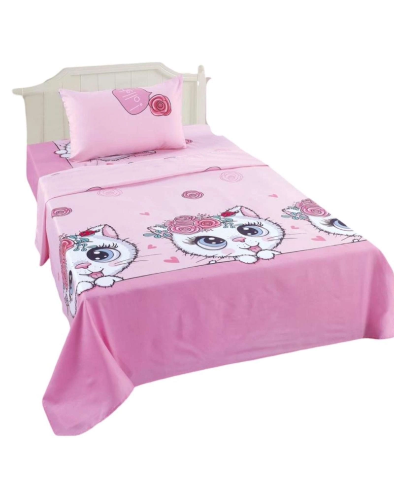 JUEGO DE SABANAS DE VERANO GATITA NIÑA INFANTIL 1 PLAZA  MAS 1 ALMOHADA - 2