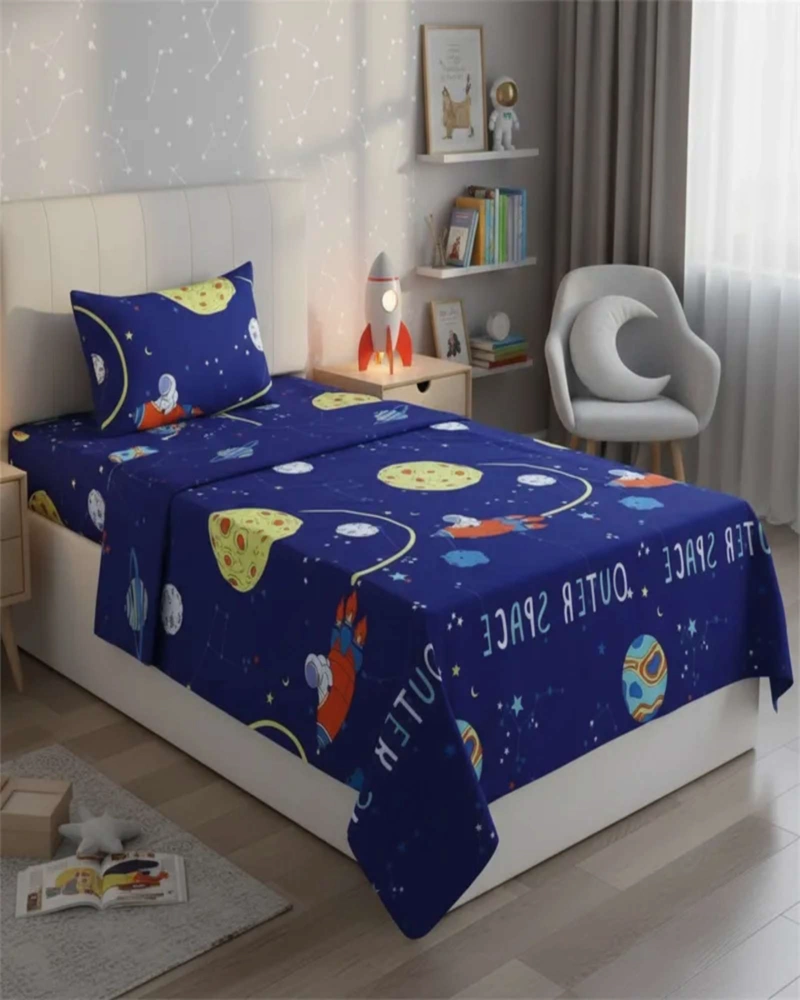 JUEGO DE SABANAS DE VERANO PLANETA ASTRONAUTA INFANTIL PLAZA Y MEDIA - 1
