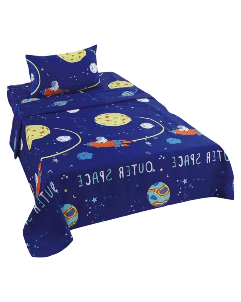 JUEGO DE SABANAS DE VERANO PLANETA ASTRONAUTA INFANTIL PLAZA Y MEDIA - 2