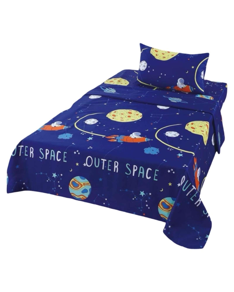JUEGO DE SABANAS DE VERANO PLANETA ASTRONAUTA INFANTIL PLAZA Y MEDIA - 4