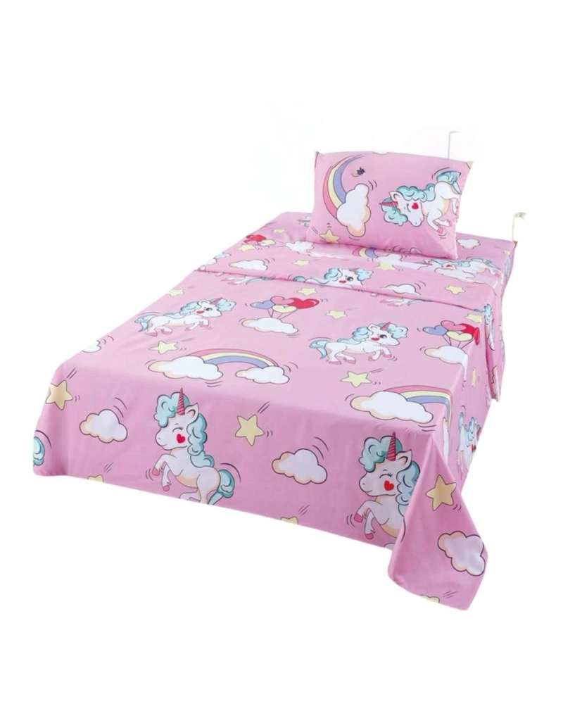 JUEGO DE SABANAS DE VERANO UNICORNIO NIÑA INFANTIL PLAZA Y MEDIA - 4