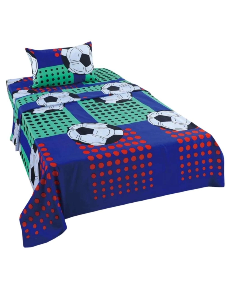 JUEGO DE SABANAS DE VERANO PELOTA DE FUTBOL NIÑO INFANTIL 1 PLAZA  MAS 1 ALMOHADA - 2