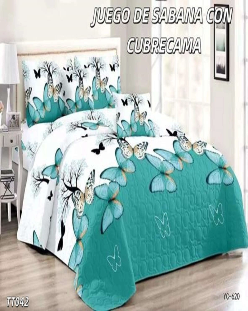 SABANA CON CUBRECAMA DE VERANO 2 PLAZAS + 2 ALMOHADAS - 4