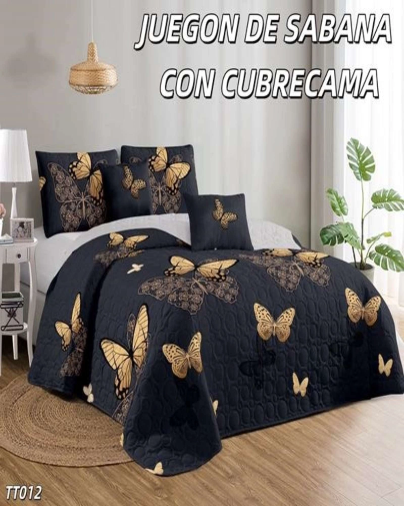 SABANA CON CUBRECAMA DE VERANO 2 PLAZAS + 2 ALMOHADAS - 4