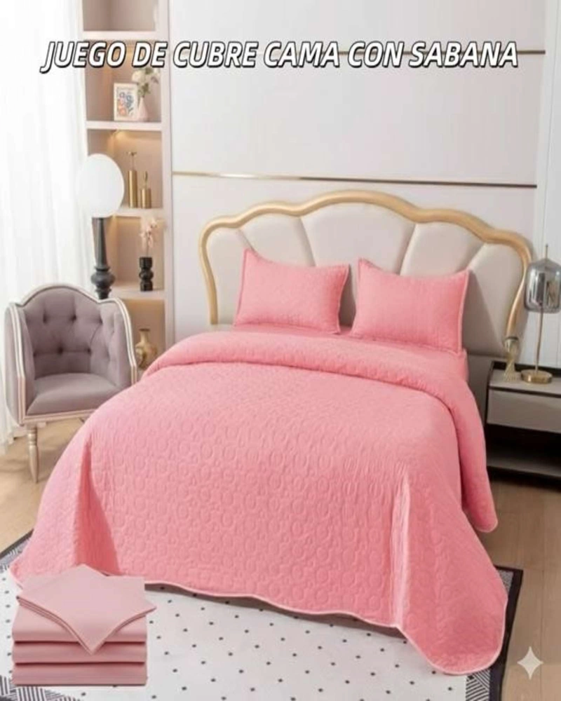 SABANA CON CUBRECAMA DE VERANO KING + 2 ALMOHADAS - 4
