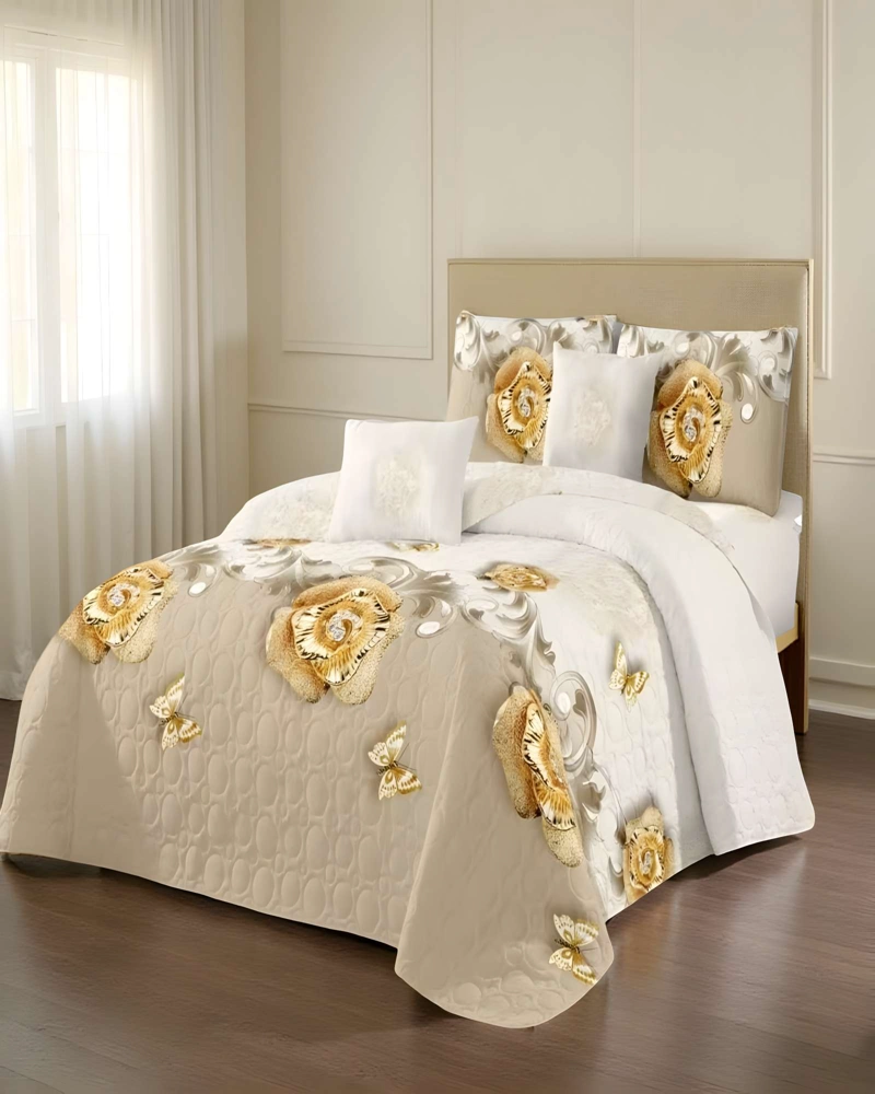 CUBRECAMA CON DISEÑOS  KING 250 X 270 CM + 2 ALMOHADAS P06 - 1