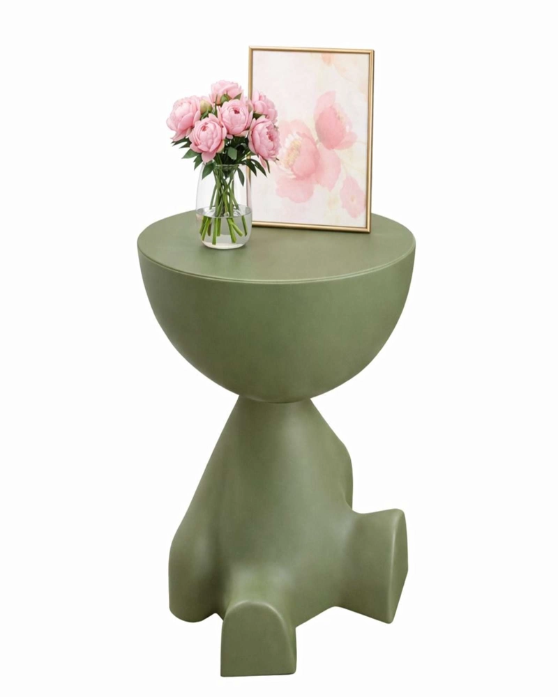 EL GUARDIAN SENTADO: MESA DE ARRIMO ESCULTURAL VERDE - 5