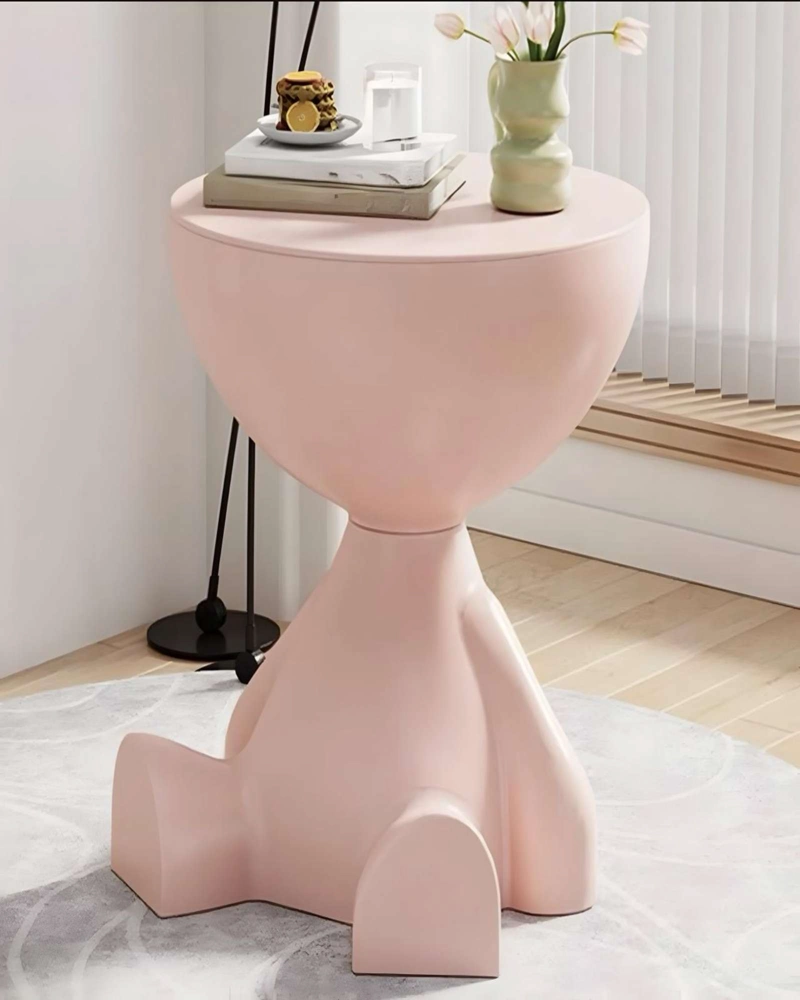 EL GUARDIAN SENTADO: MESA DE ARRIMO ESCULTURAL ROSA - 3