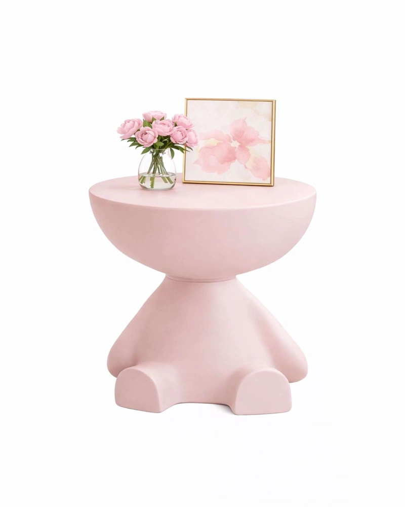 EL GUARDIAN SENTADO: MESA DE ARRIMO ESCULTURAL ROSA - 5