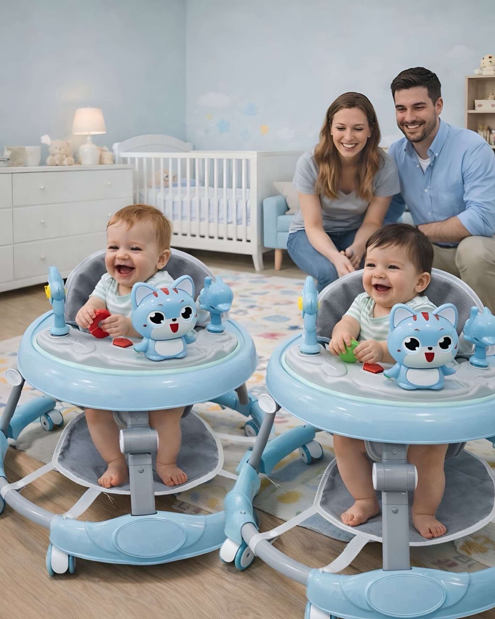 PACK 2 ANDADOR DE BEBE GEMELOS CON JUEGOS INTERACTIVOS MIS PRIMEROS PASOS ROSADO - 2