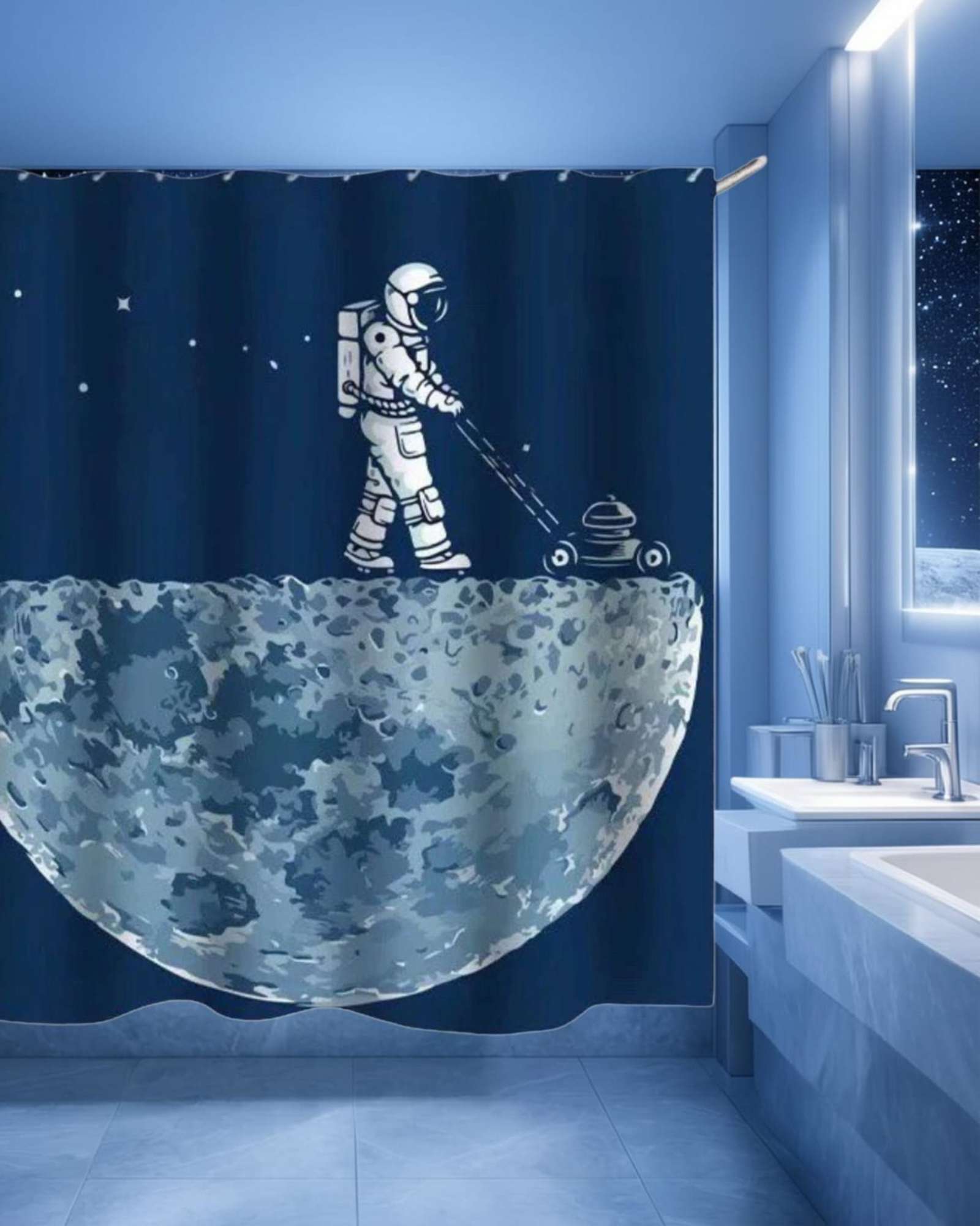 CORTINA DE BAÑO TELA GE NERO + FORRO IMPERMEABLE - 1