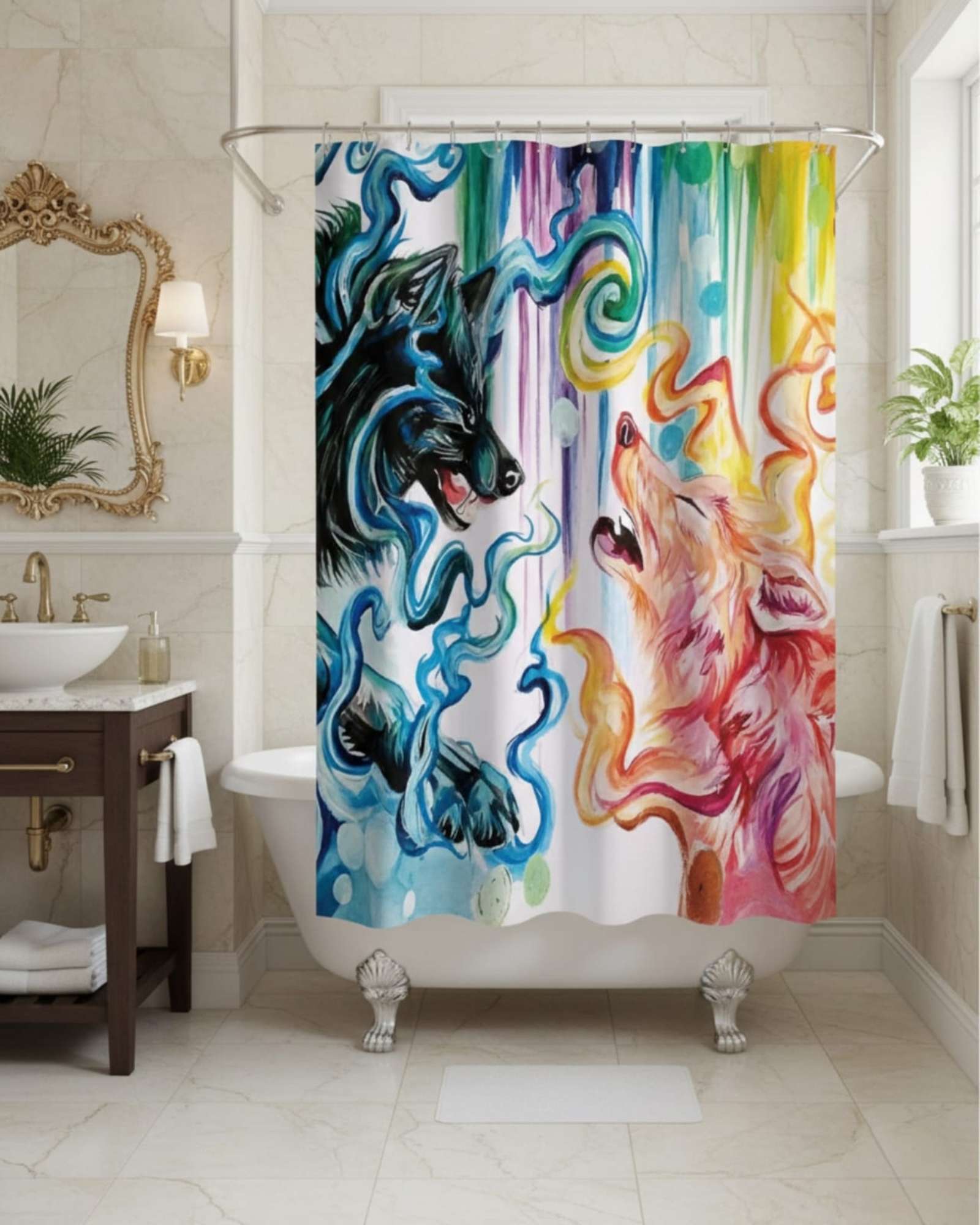 CORTINA DE BAÑO TELA GE NERO + FORRO IMPERMEABLE - 2