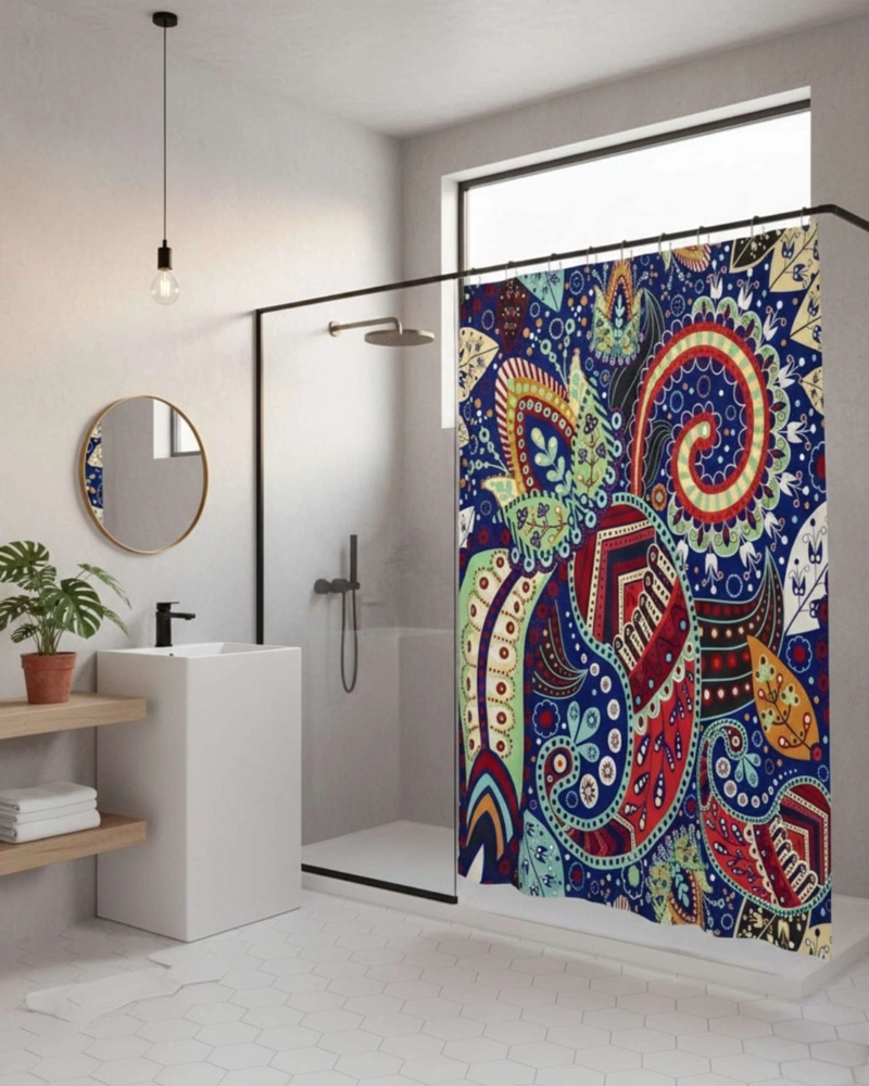 CORTINA DE BAÑO TELA GE NERO + FORRO IMPERMEABLE - 2