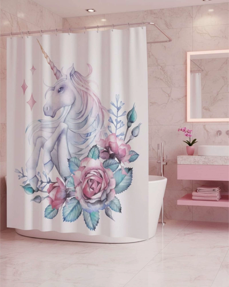 CORTINA DE BAÑO TELA GE NERO + FORRO IMPERMEABLE - 1