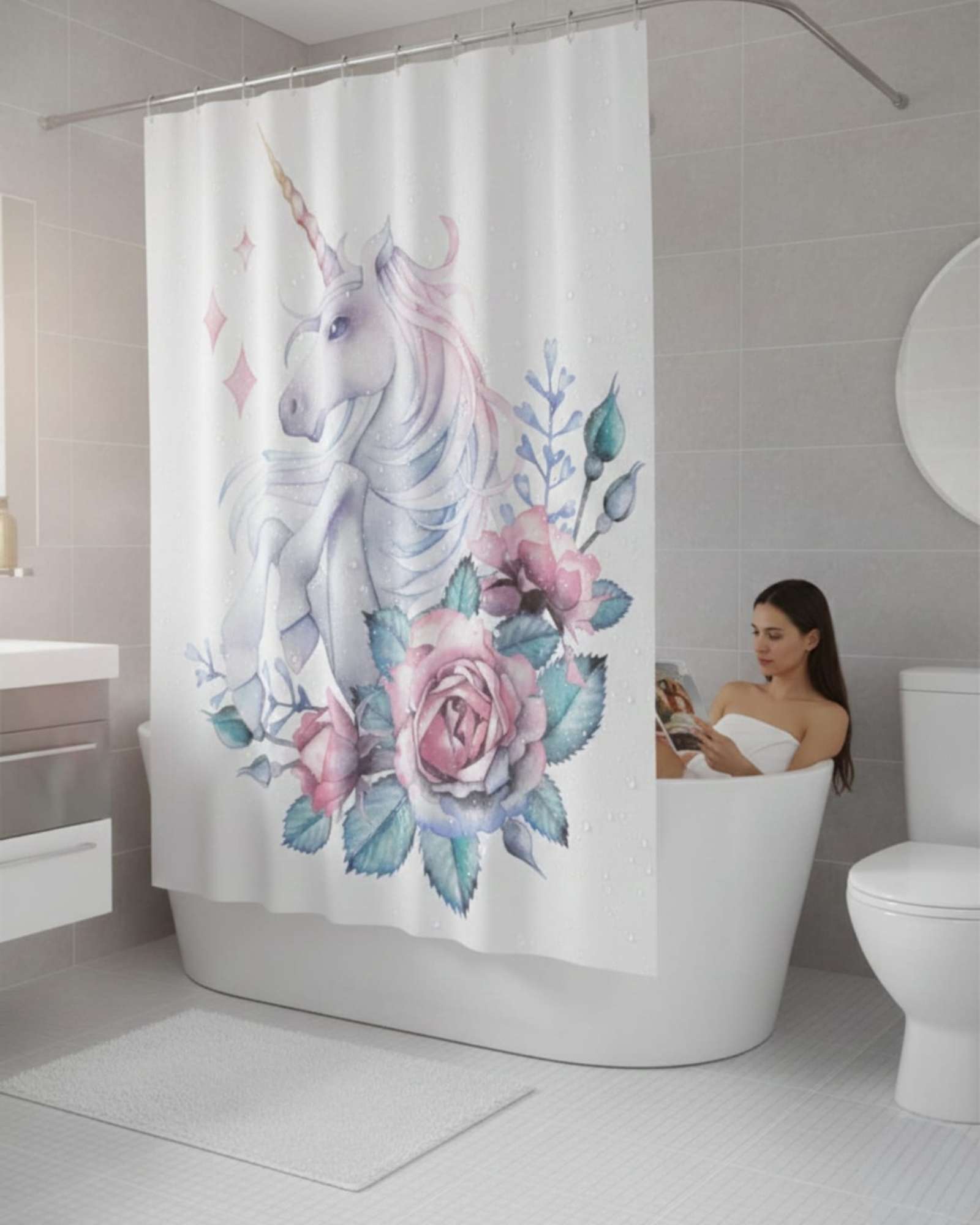 CORTINA DE BAÑO TELA GE NERO + FORRO IMPERMEABLE - 5