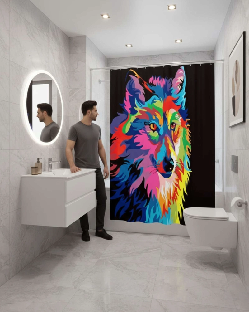 CORTINA DE BAÑO TELA GE NERO + FORRO IMPERMEABLE - 4