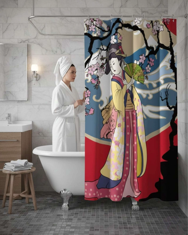 CORTINA DE BAÑO TELA GE NERO + FORRO IMPERMEABLE - 2