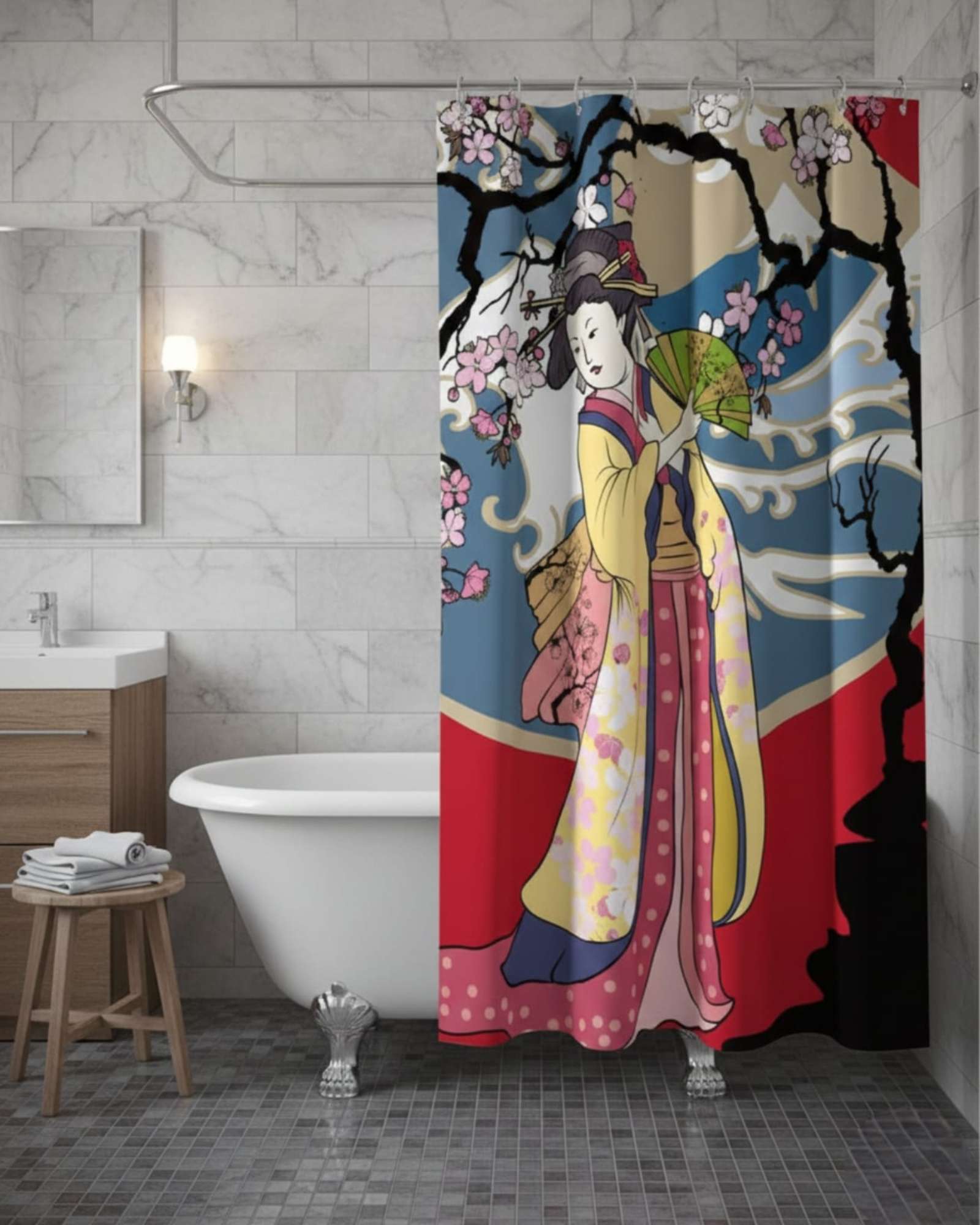 CORTINA DE BAÑO TELA GE NERO + FORRO IMPERMEABLE - 3