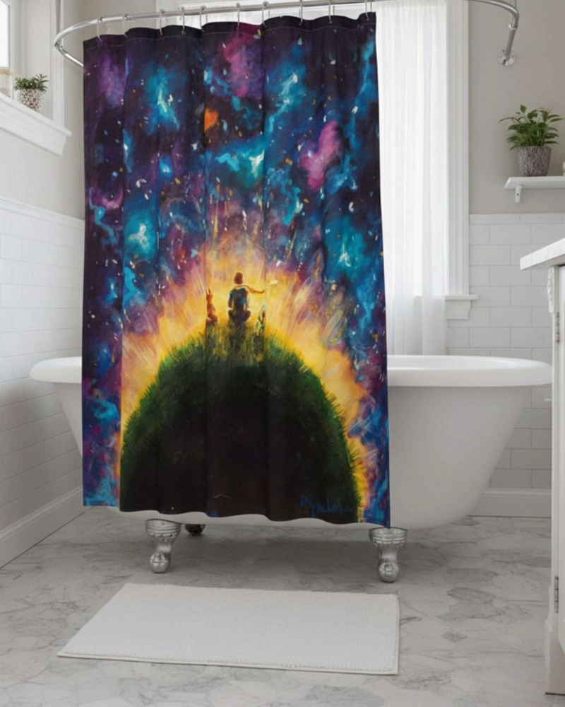 CORTINA DE BAÑO TELA GE NERO + FORRO IMPERMEABLE - 1