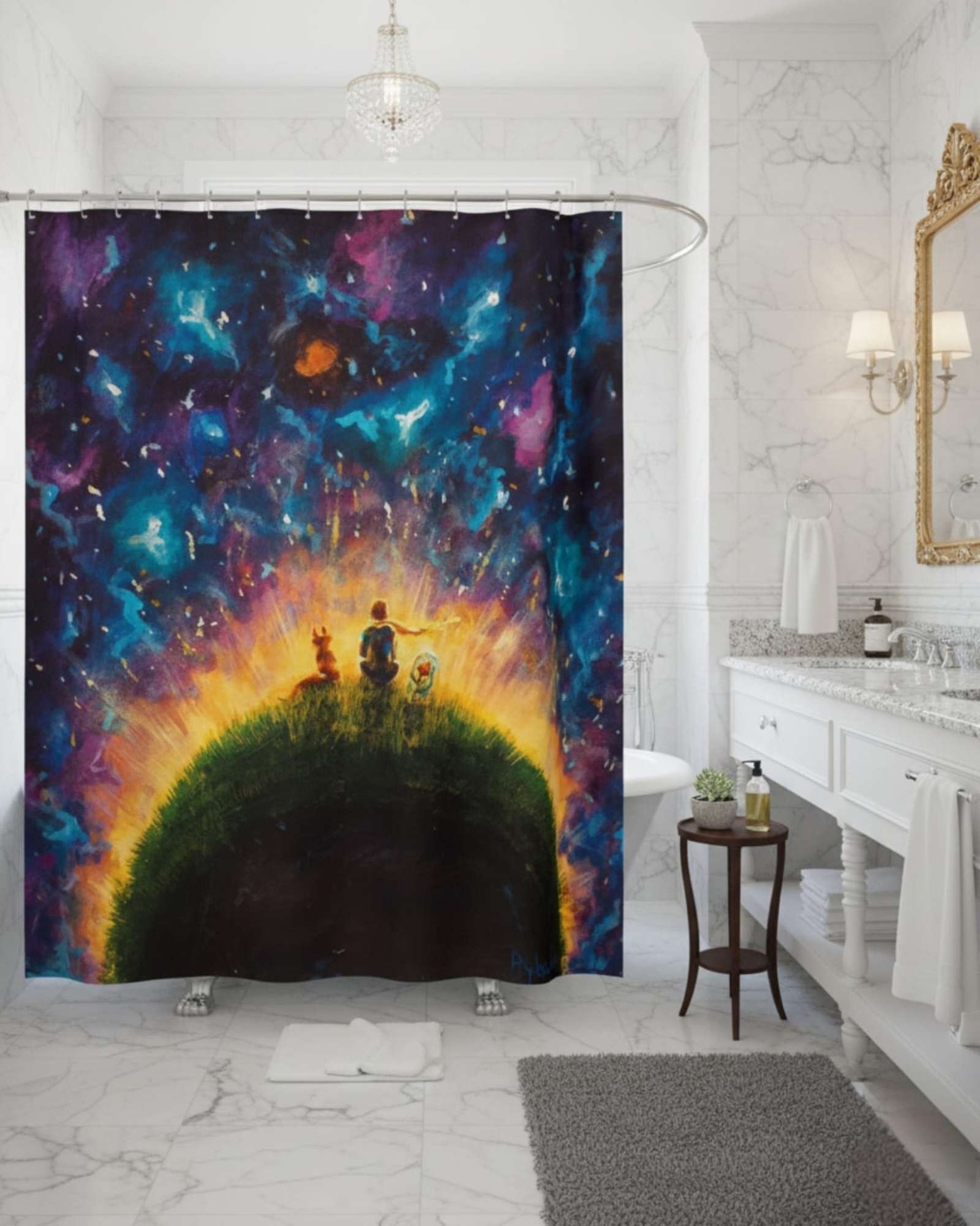 CORTINA DE BAÑO TELA GE NERO + FORRO IMPERMEABLE - 2