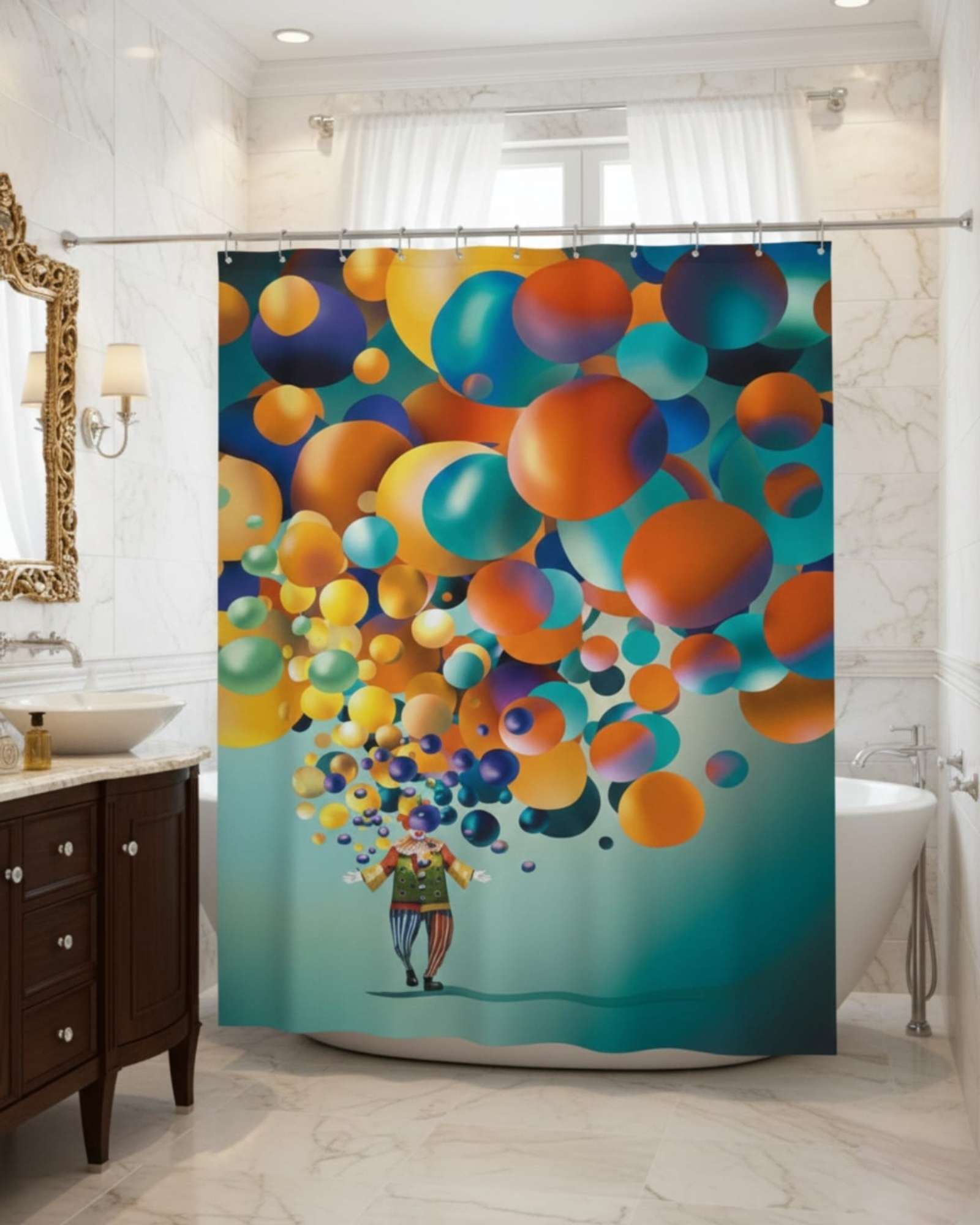 CORTINA DE BAÑO TELA GE NERO + FORRO IMPERMEABLE - 1