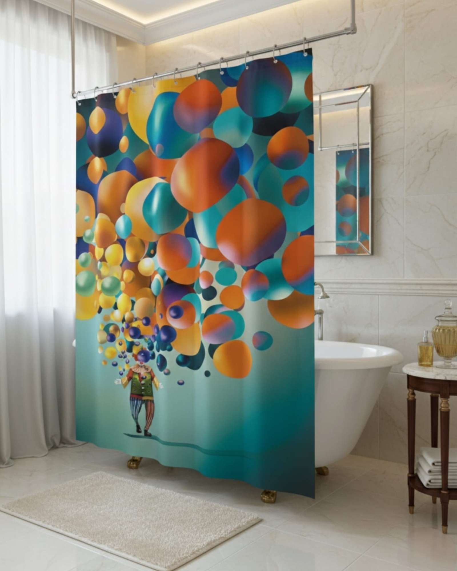 CORTINA DE BAÑO TELA GE NERO + FORRO IMPERMEABLE - 2
