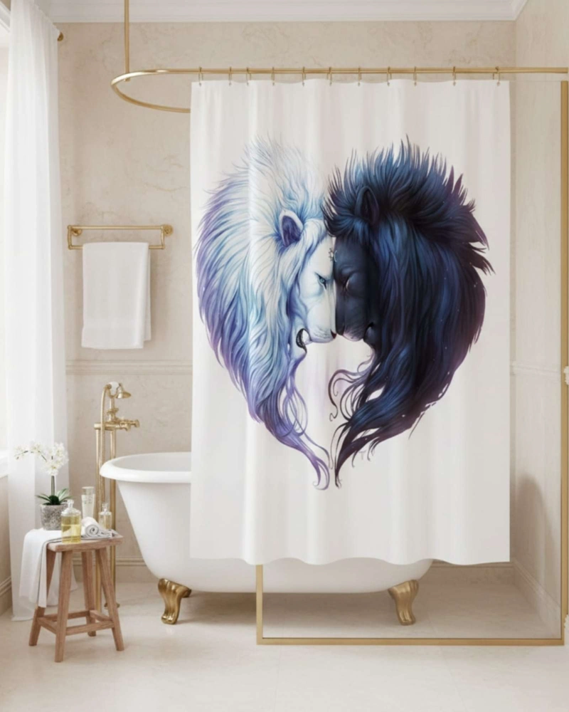 CORTINA DE BAÑO TELA GE NERO + FORRO IMPERMEABLE - 1