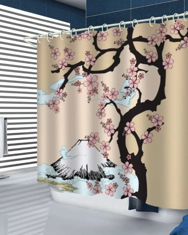 CORTINA DE BAÑO TELA GE NERO + FORRO IMPERMEABLE - 1