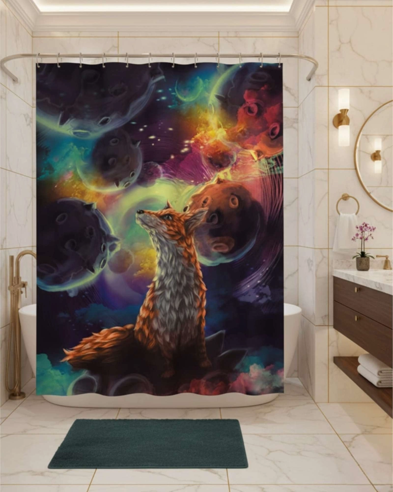 CORTINA DE BAÑO TELA GE NERO + FORRO IMPERMEABLE - 1