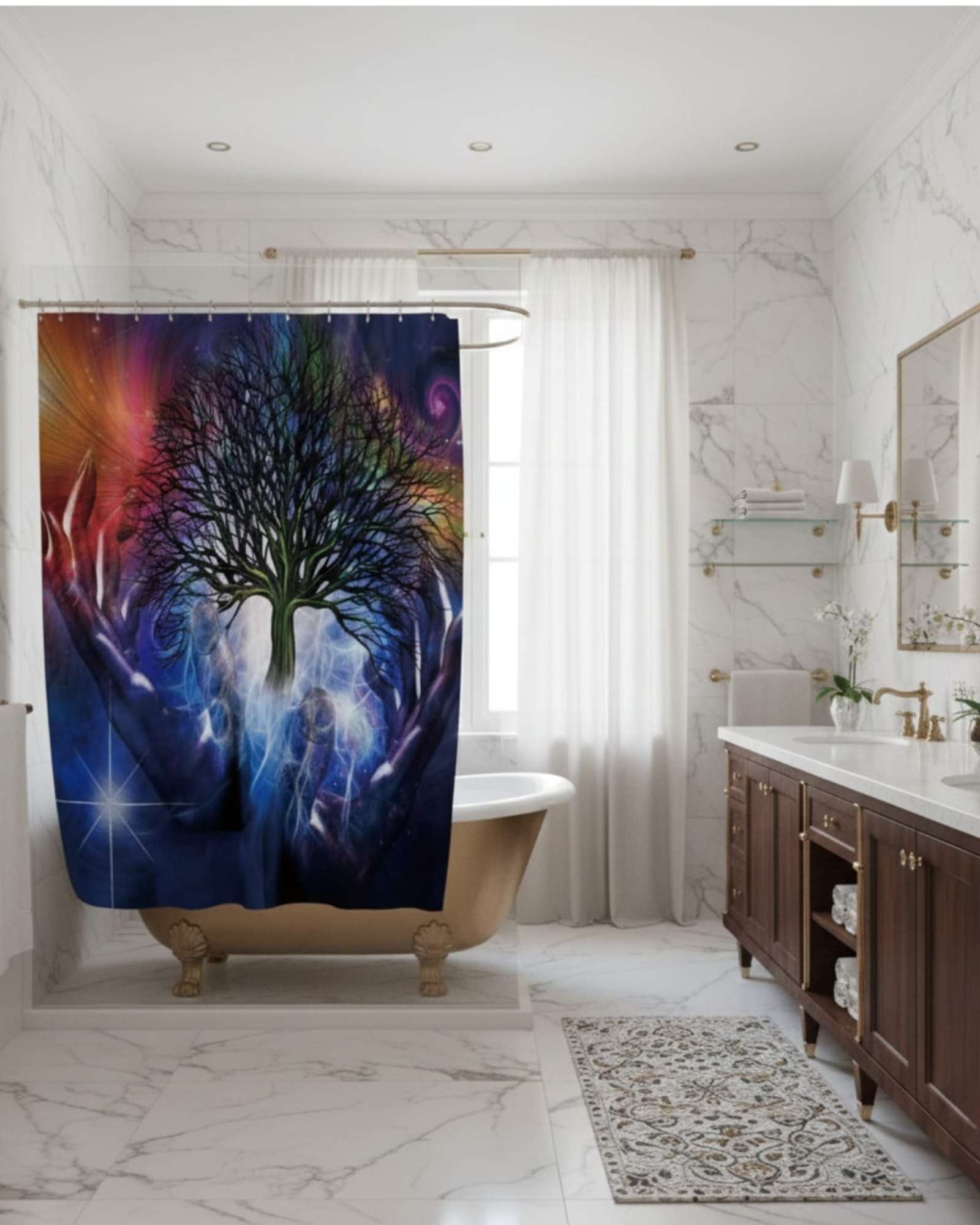 CORTINA DE BAÑO TELA GE NERO + FORRO IMPERMEABLE - 2