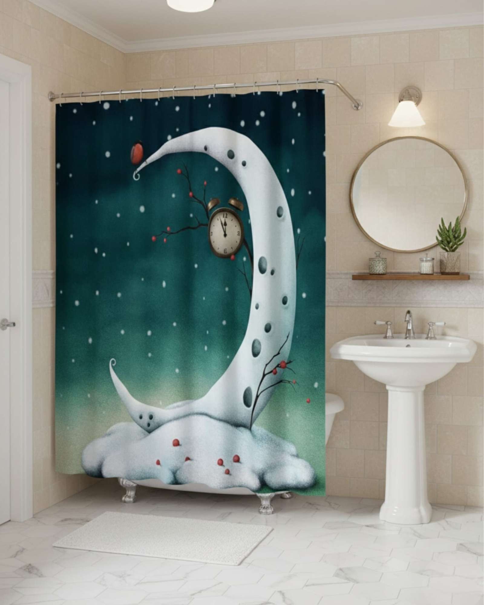 CORTINA DE BAÑO TELA GE NERO + FORRO IMPERMEABLE - 1