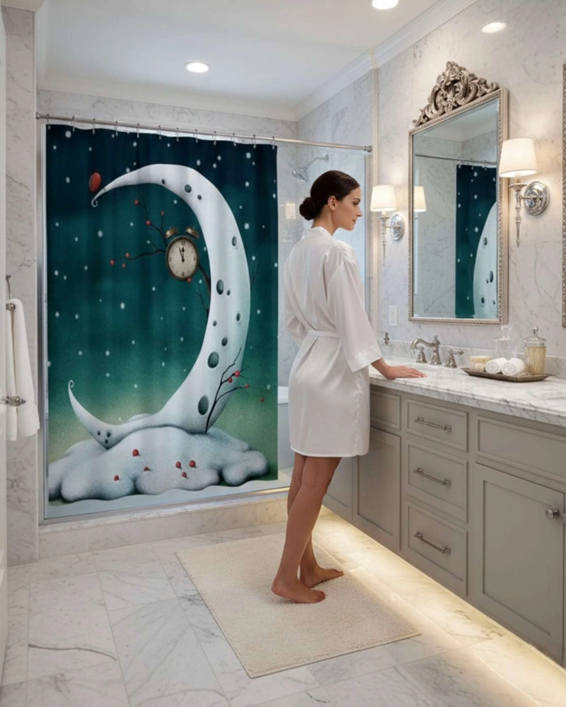 CORTINA DE BAÑO TELA GE NERO + FORRO IMPERMEABLE - 3