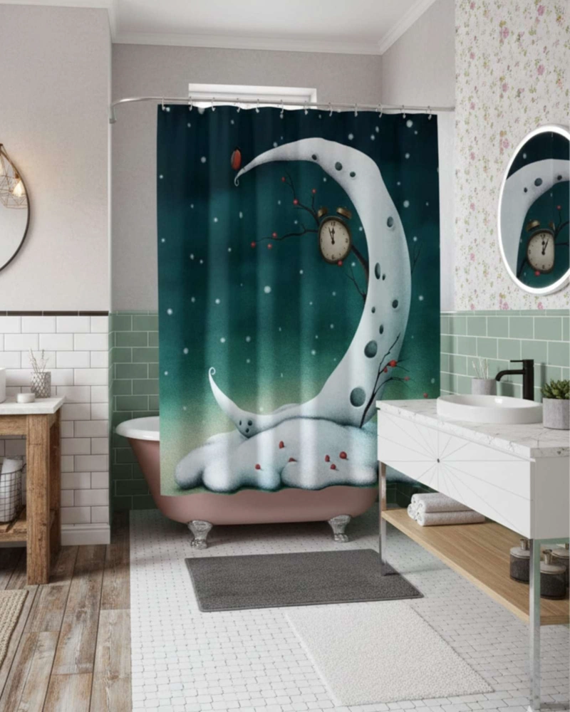 CORTINA DE BAÑO TELA GE NERO + FORRO IMPERMEABLE - 4