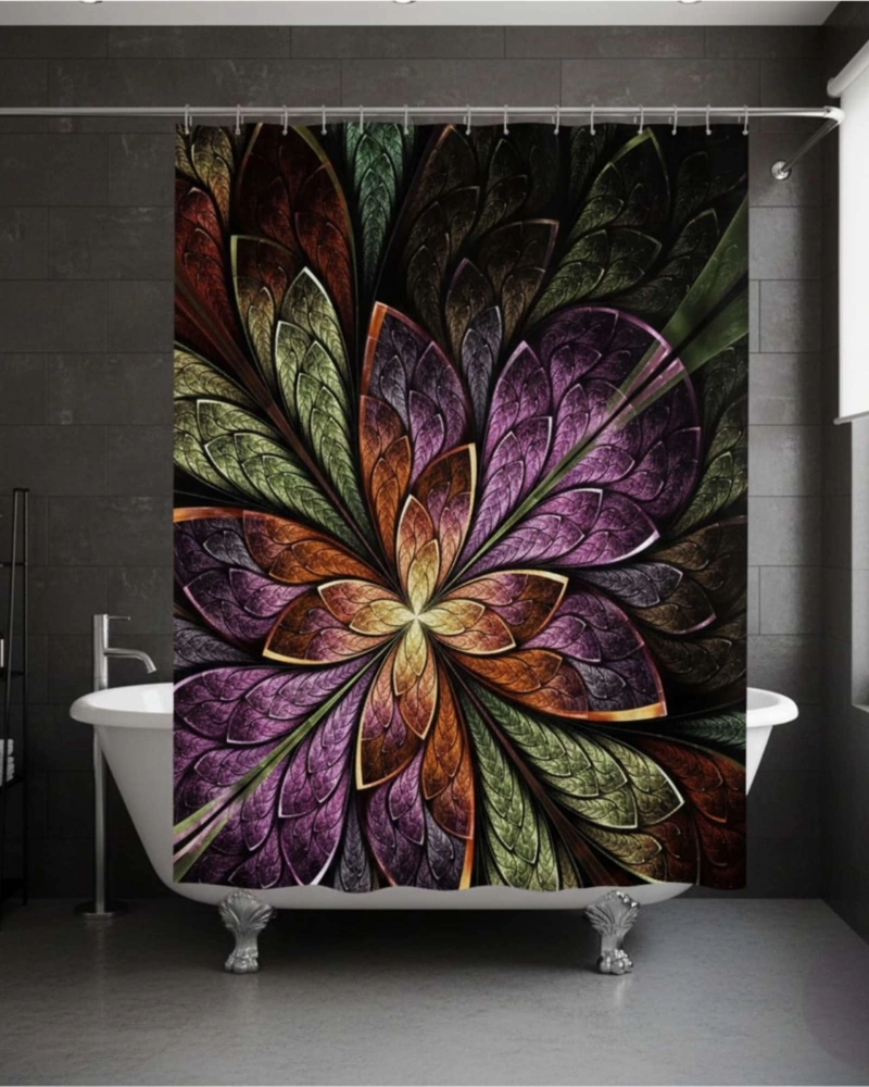CORTINA DE BAÑO TELA GE NERO + FORRO IMPERMEABLE - 1