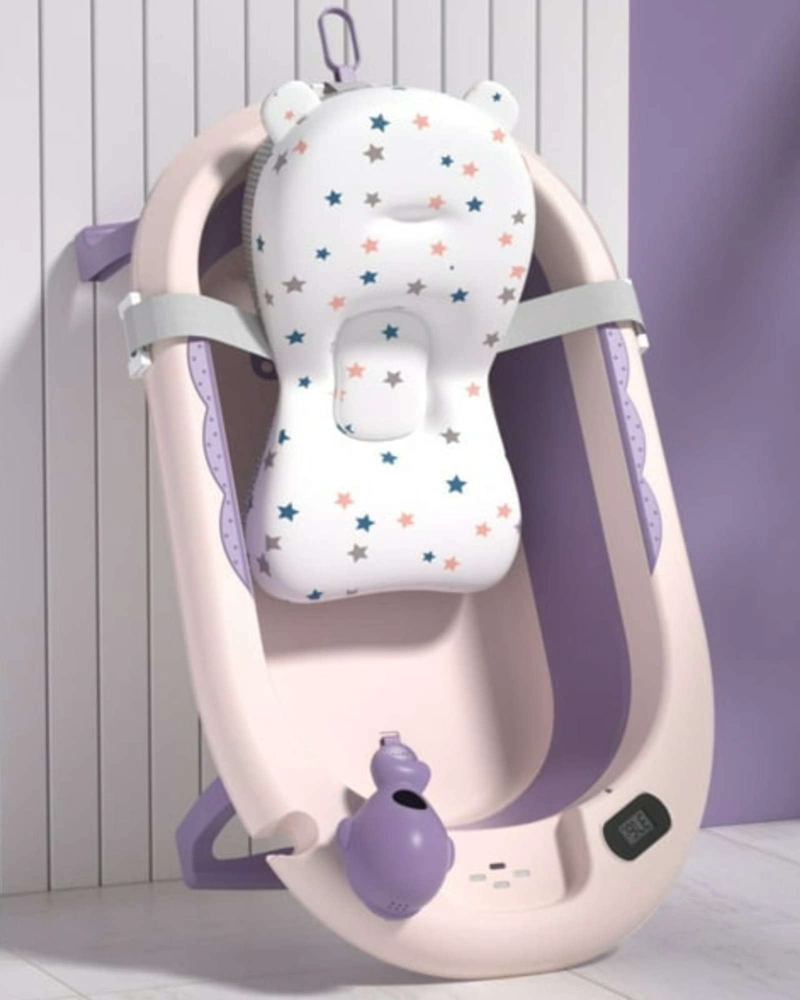 BAÑERA BEBE TINA PLEGABLE CON ACCESORIOS MORADO - 3