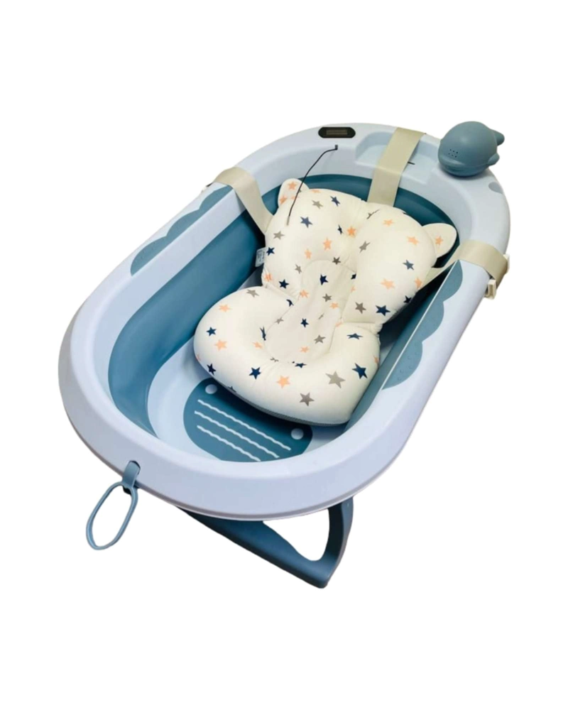 BAÑERA BEBE TINA PLEGABLE CON ACCESORIOS AZUL - 2