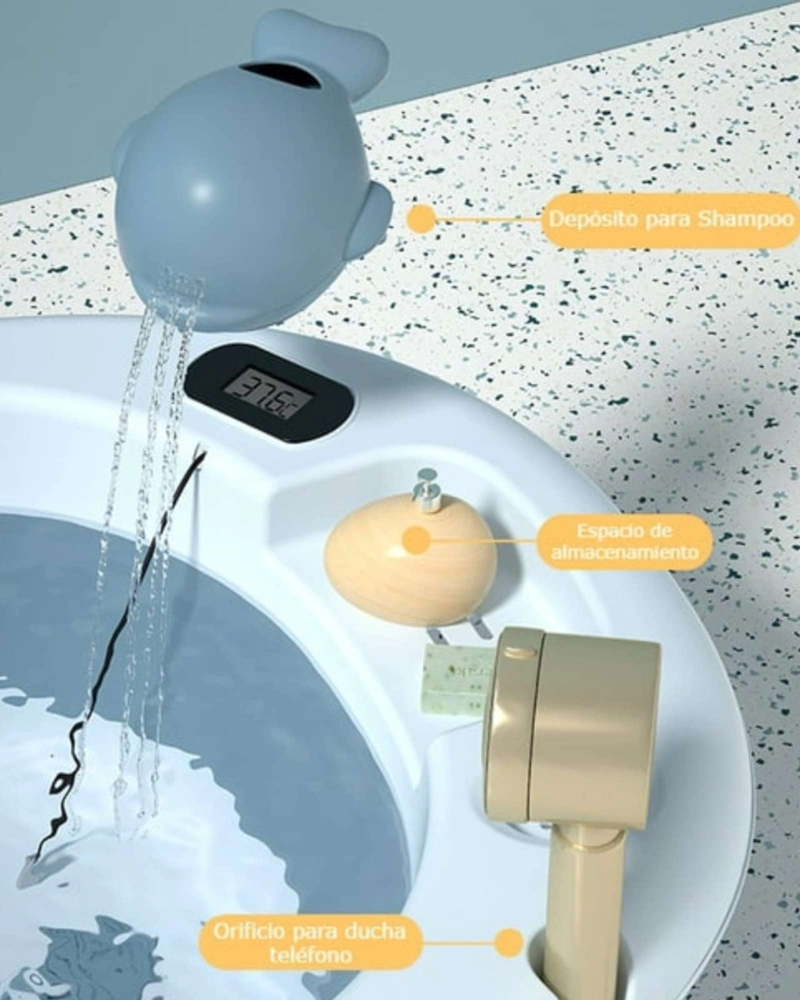 BAÑERA BEBE TINA PLEGABLE CON ACCESORIOS AZUL - 3