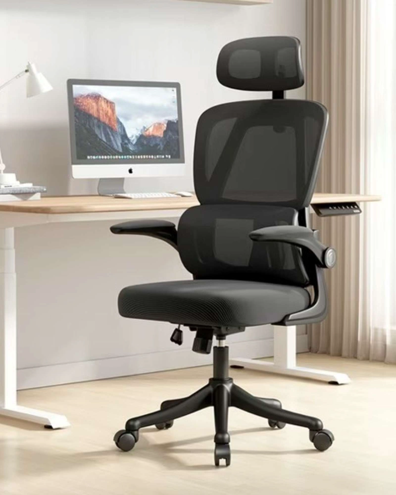 SILLA ERGONOMICA DE OFICINA CON APOYACABEZA  NEGRA - 1