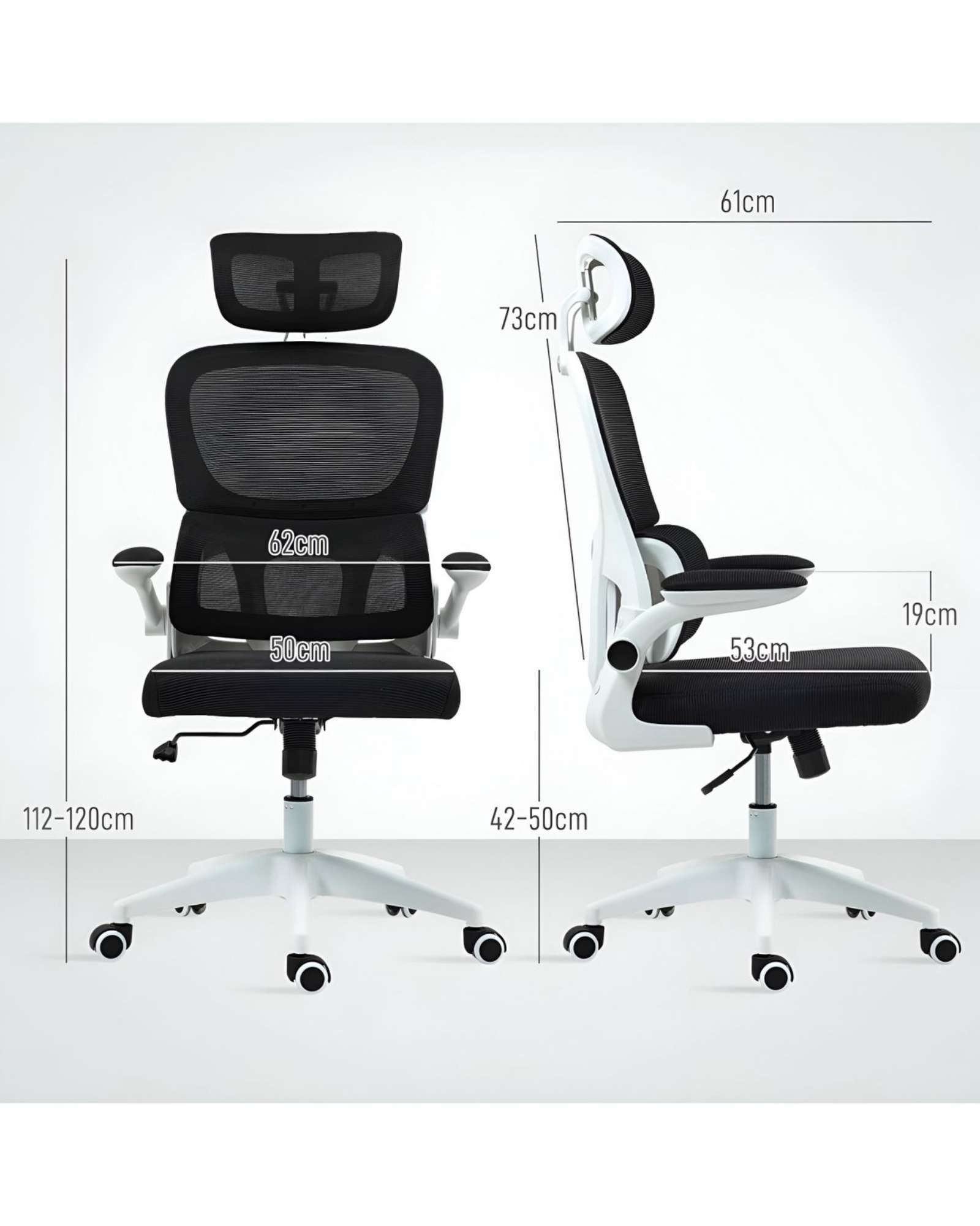 SILLA ERGONOMICA DE OFICINA CON APOYACABEZA BLANCA - 7