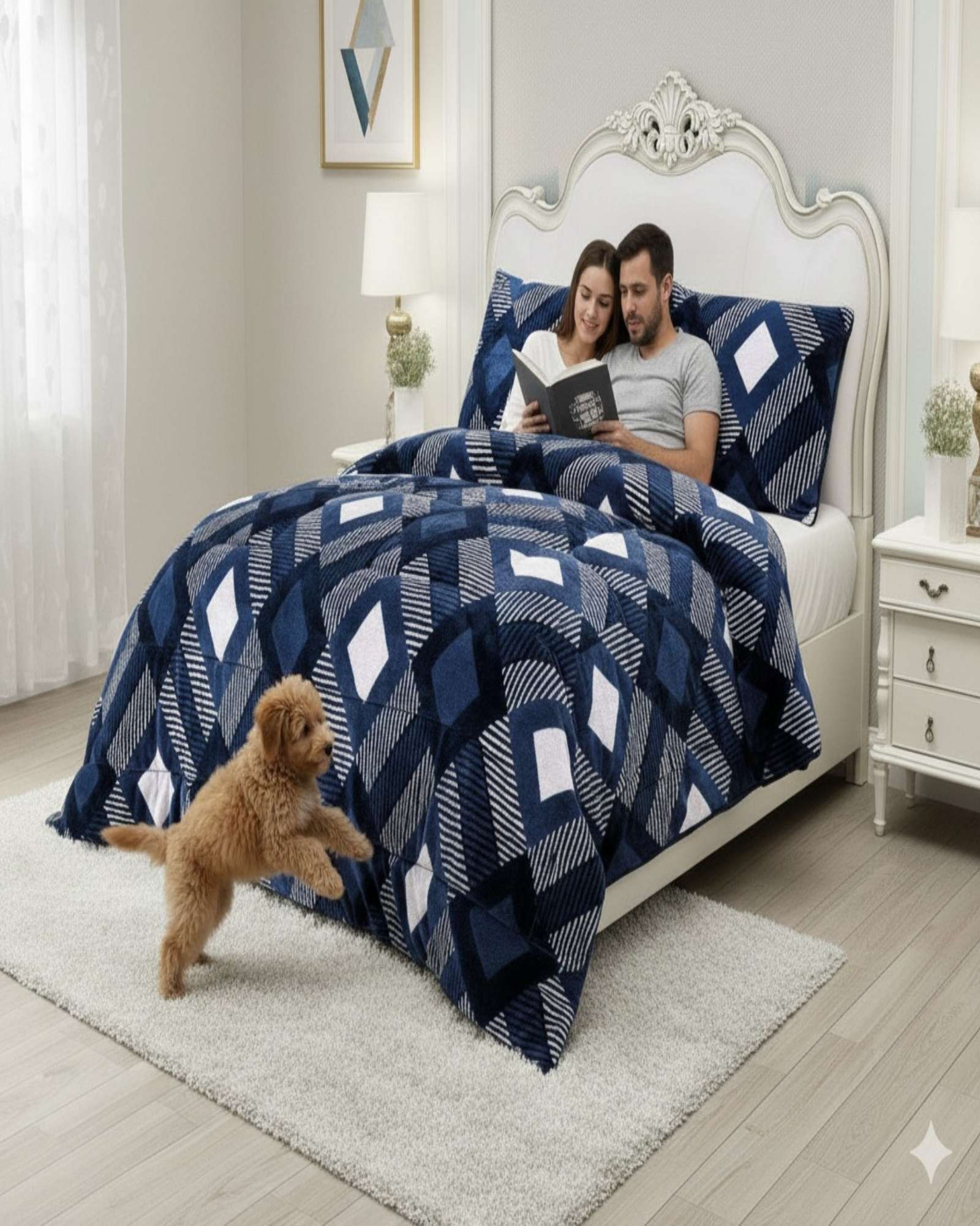 CUBRECAMA PREMIUM PLUSH CON CHIPORRO INVIERNO KING - 5