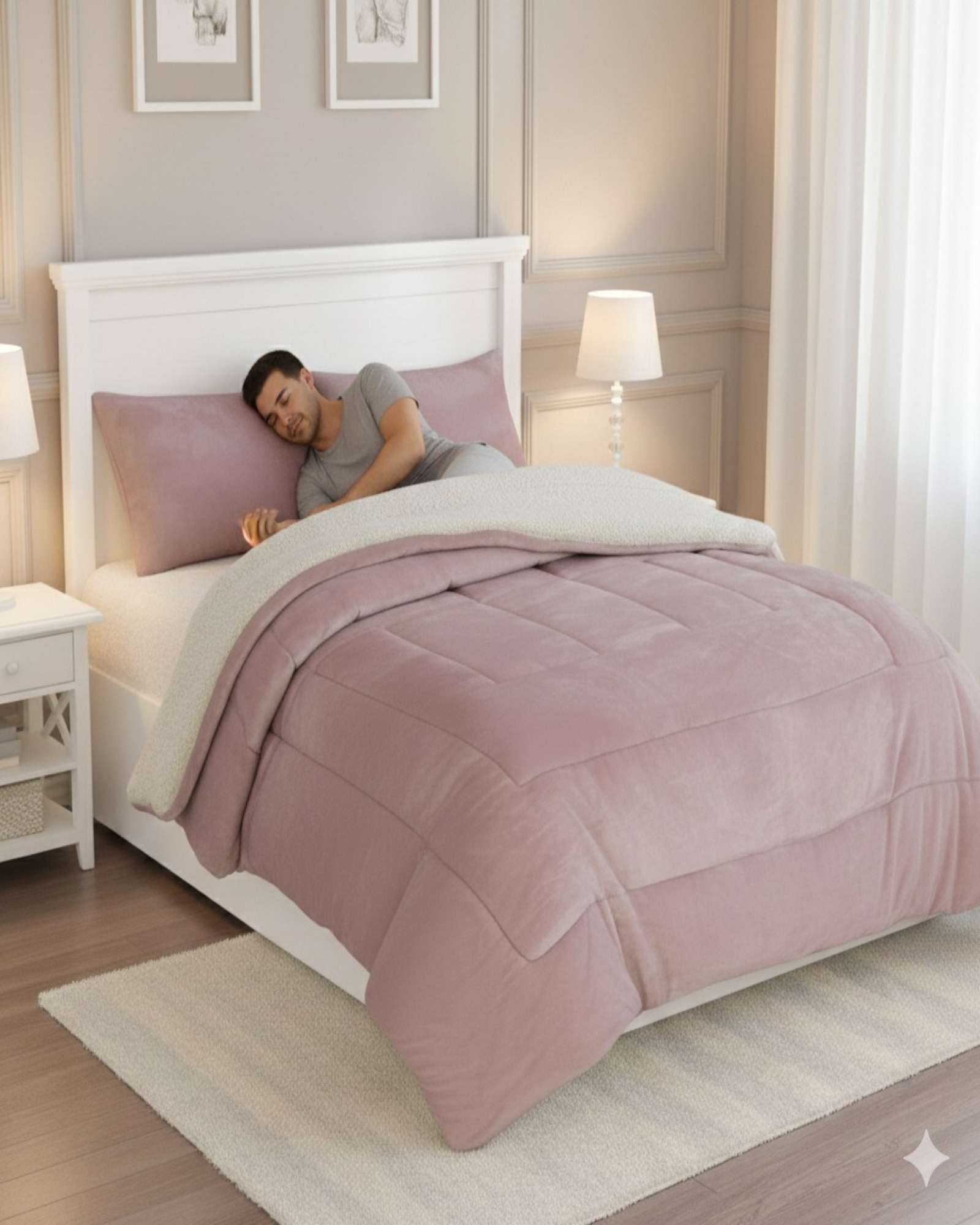CUBRECAMA PREMIUM PLUSH CON CHIPORRO INVIERNO KING - 5