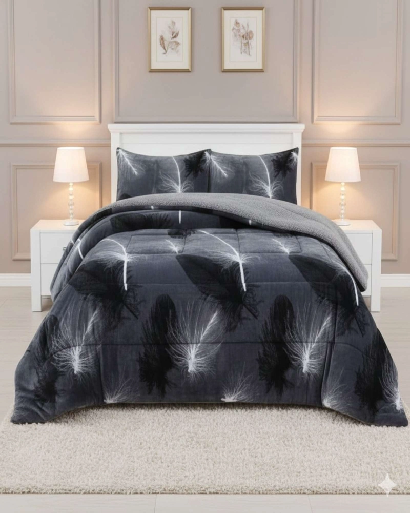 CUBRECAMA PREMIUM PLUSH CON CHIPORRO INVIERNO KING - 1