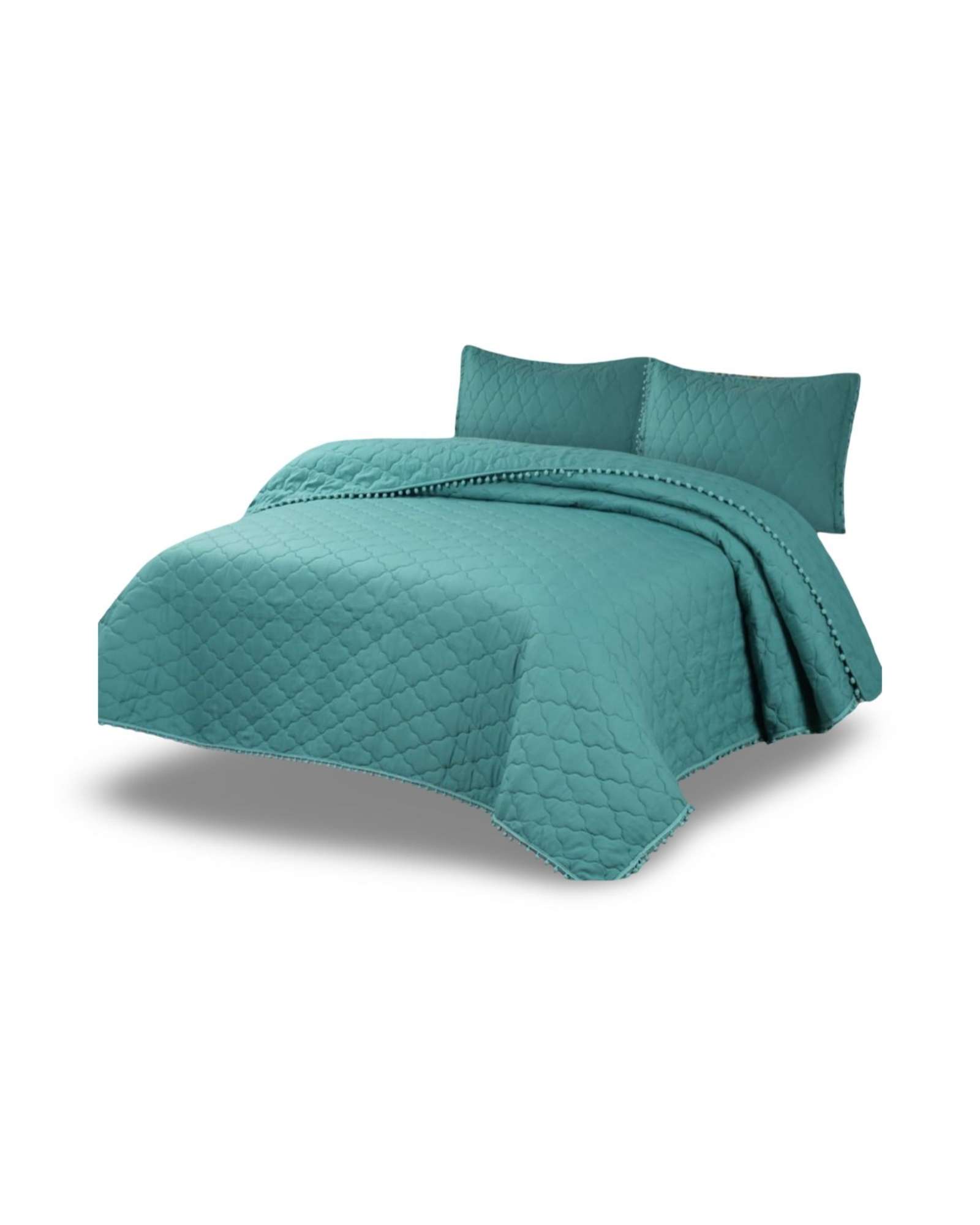QUILT PREMIUM BLANCO BOHO-CHIC CON POMPONES KING-SUPERKING - 4